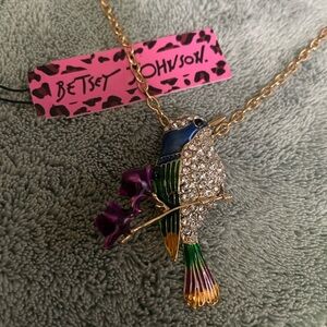 Betsy Johnson Hummingbird Necklace/Pin
